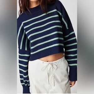 Free People Easy Street Stripe Crop Pullover